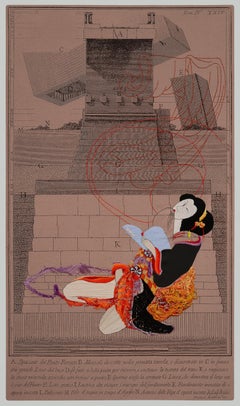 Geisha I, Hand Embroidery on printed cloth. From the series "Piranesi"