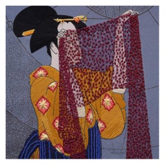 Geisha III, Bordado a mano sobre tela estampada. De la serie "Piranesi
