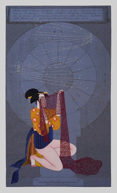 Geisha III, Hand Embroidery on printed cloth. From "Piranesi" series