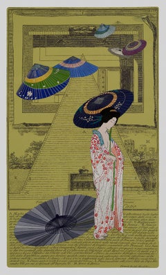 Geisha V, Hand Embroidery on printed cloth. From "Piranesi" series