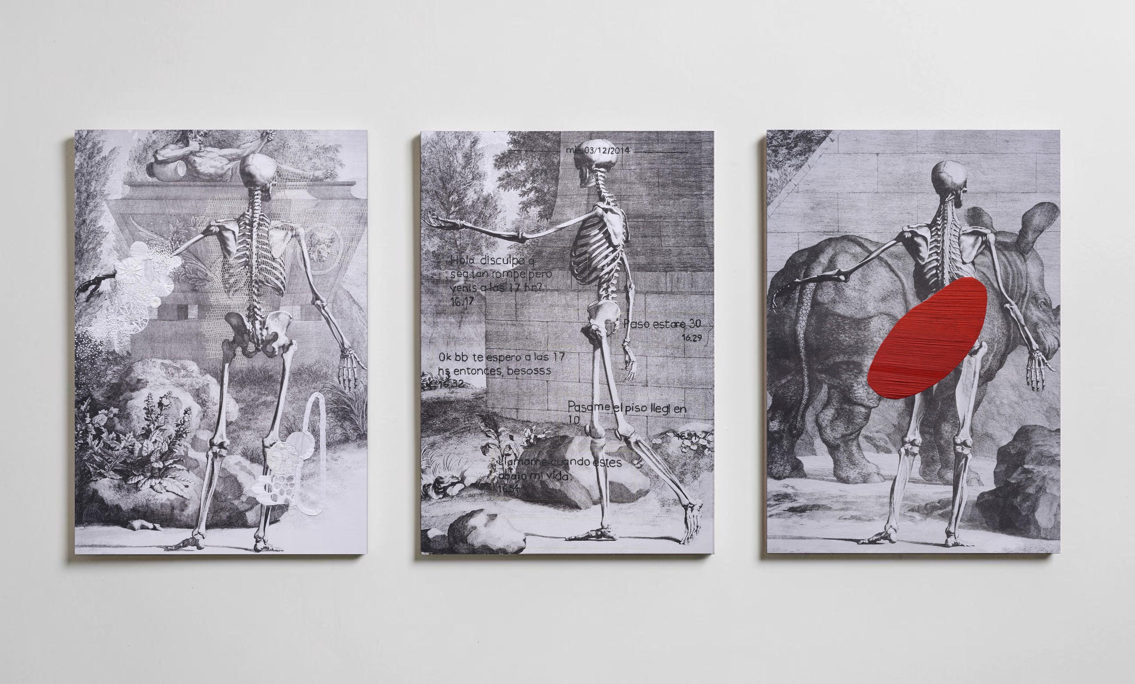 Hand Embroidery Triptych From the series Anatomy