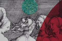 Las Cuatro Brujas, Handstickerei auf bedrucktem Tuch. Aus der Serie Durero