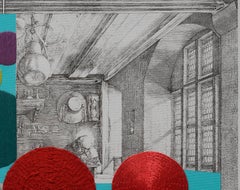 San Jerónimo en su estudio. Unique embroidery artwork from the Durero series