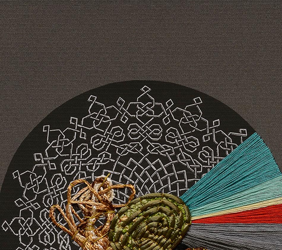 Umbilical. Bordado a mano sobre tela estampada. De la serie Durero en venta 1