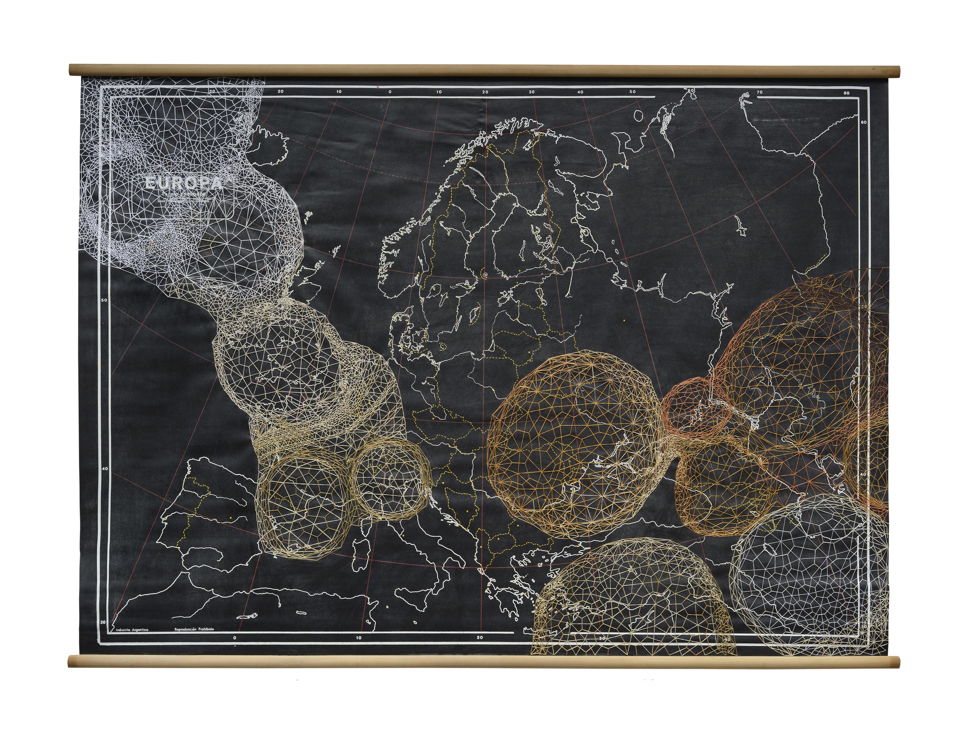 Untitled, Hand Embroidery on map. From the Cartographies series For Sale 3