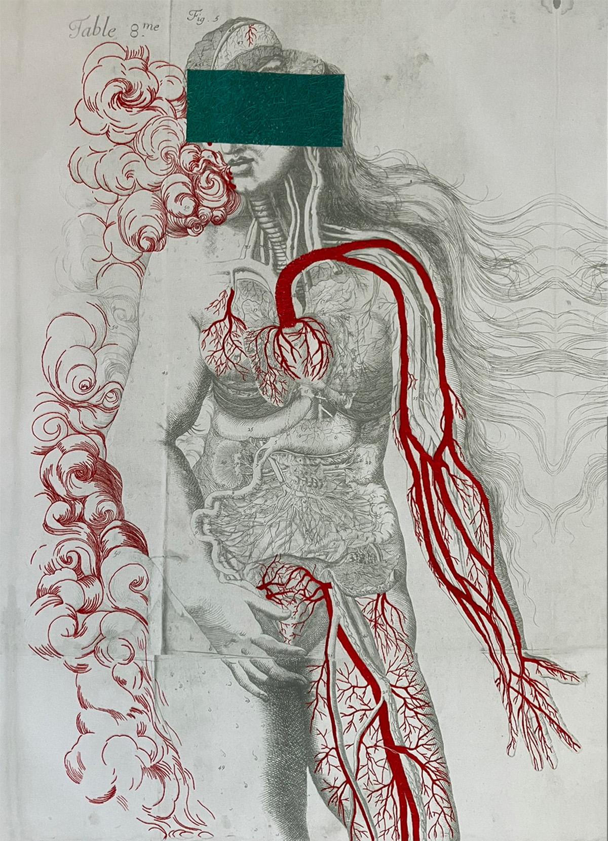 Venus, Hand Embroidery on printed cloth. From The Series Anatomy - Art by Ana Seggiaro