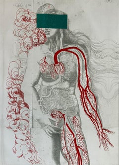 Vénus, broderie à la main sur tissu imprimé De la série Anatomy