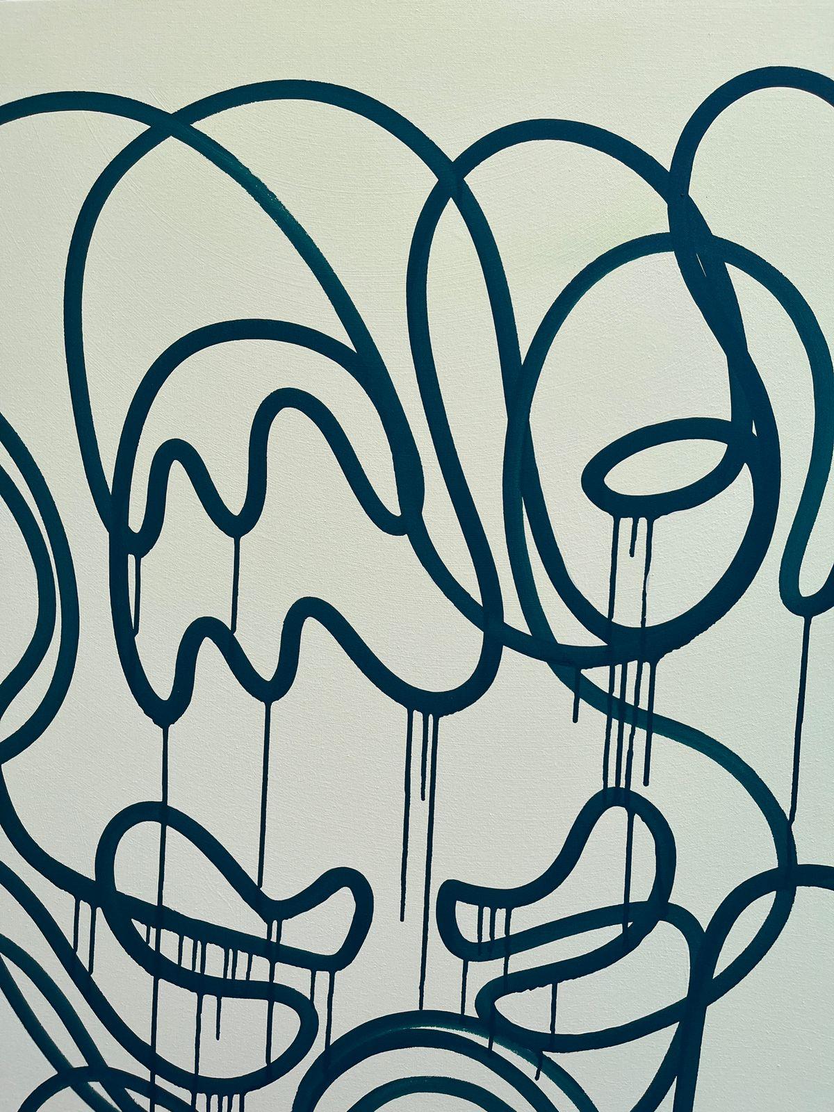 Lemon Green Dreams, Arte contemporanea, Pittura astratta, 21° secolo - Abstract Painting Grigio di Ana Valdes