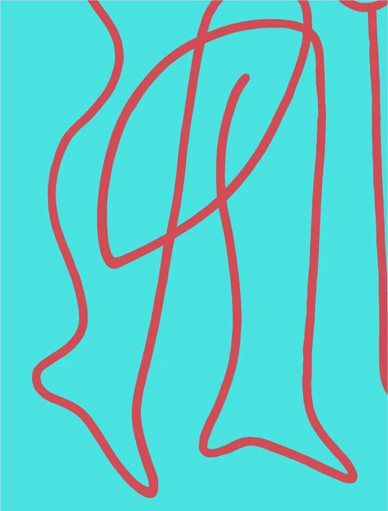 Morning Stretch, Arte contemporanea, Pittura astratta, 21° secolo - Abstract Painting Blu di Ana Valdes