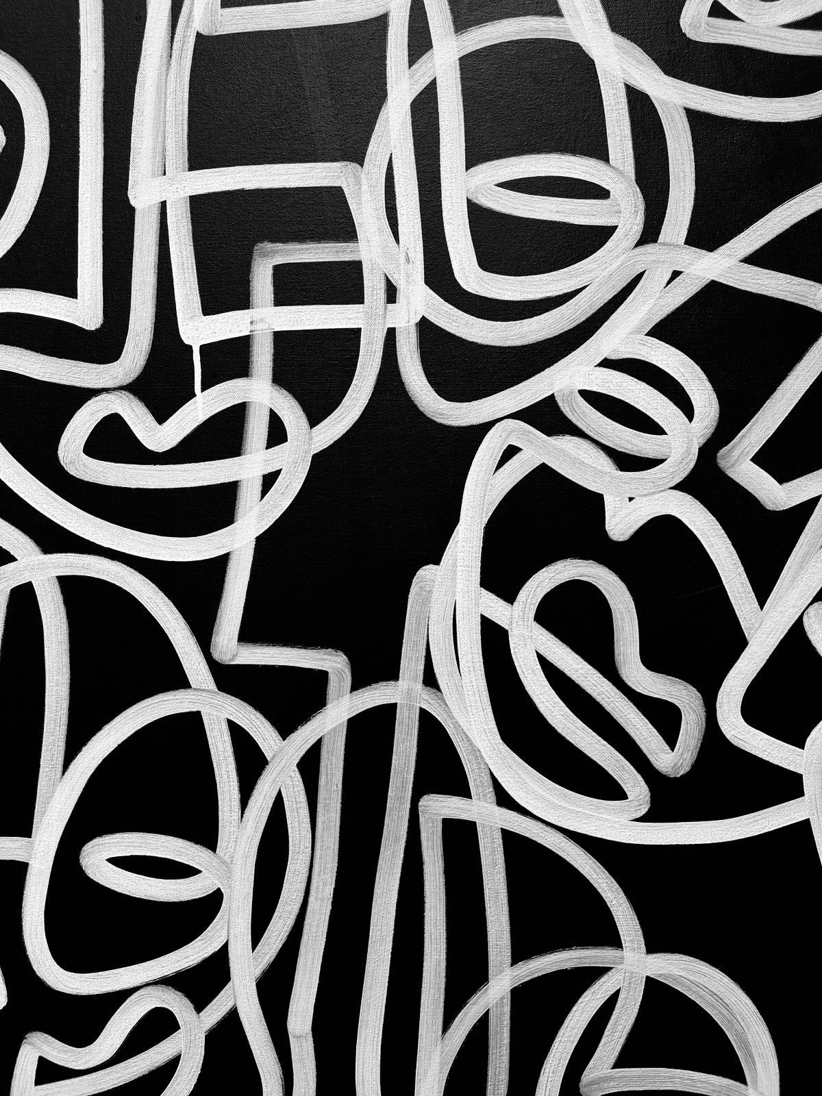 Esploratori notturni, Arte contemporanea, Pittura astratta, 21° secolo - Painting Astratto di Ana Valdes