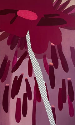 Peinture botanique abstraite contemporaine : acrylique et huile sur toile