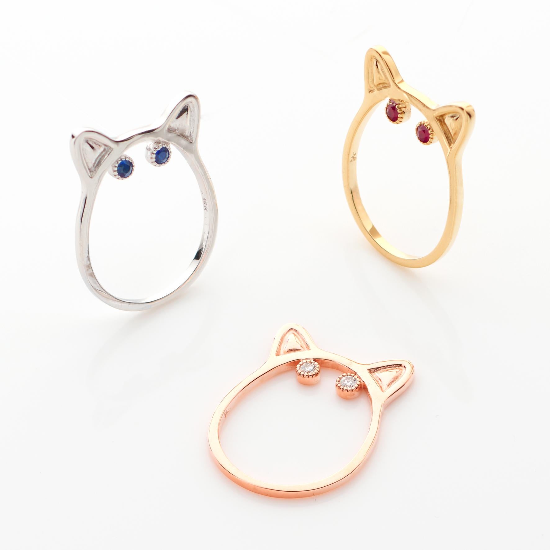 Round Cut Anabela Chan Fine Sustainable Jewelry Gold KITTY Ruby Ring For Sale