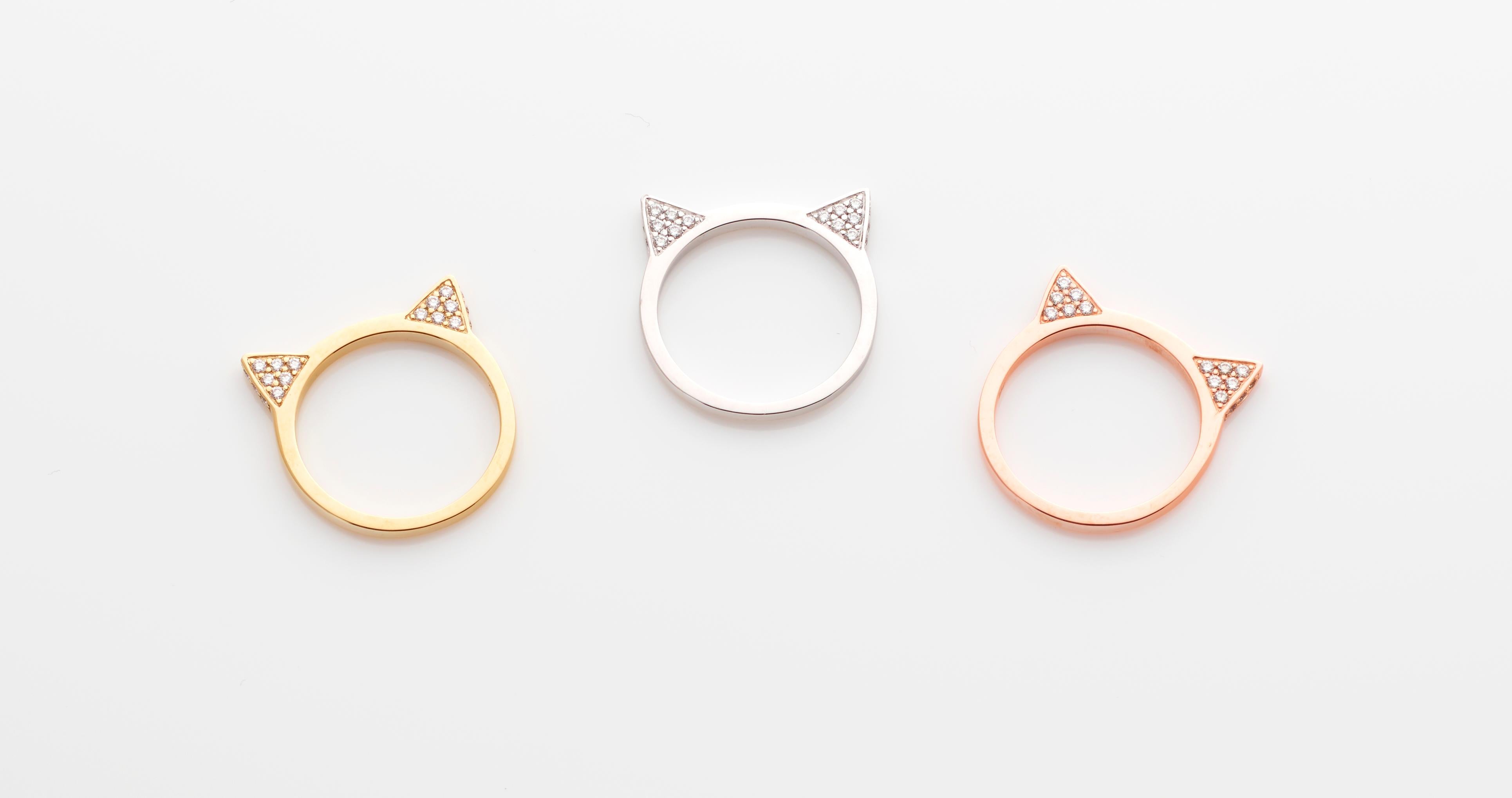 Contemporary Anabela Chan Fine Sustainable Jewelry Rose Gold Mini KITTY Diamond Ring For Sale