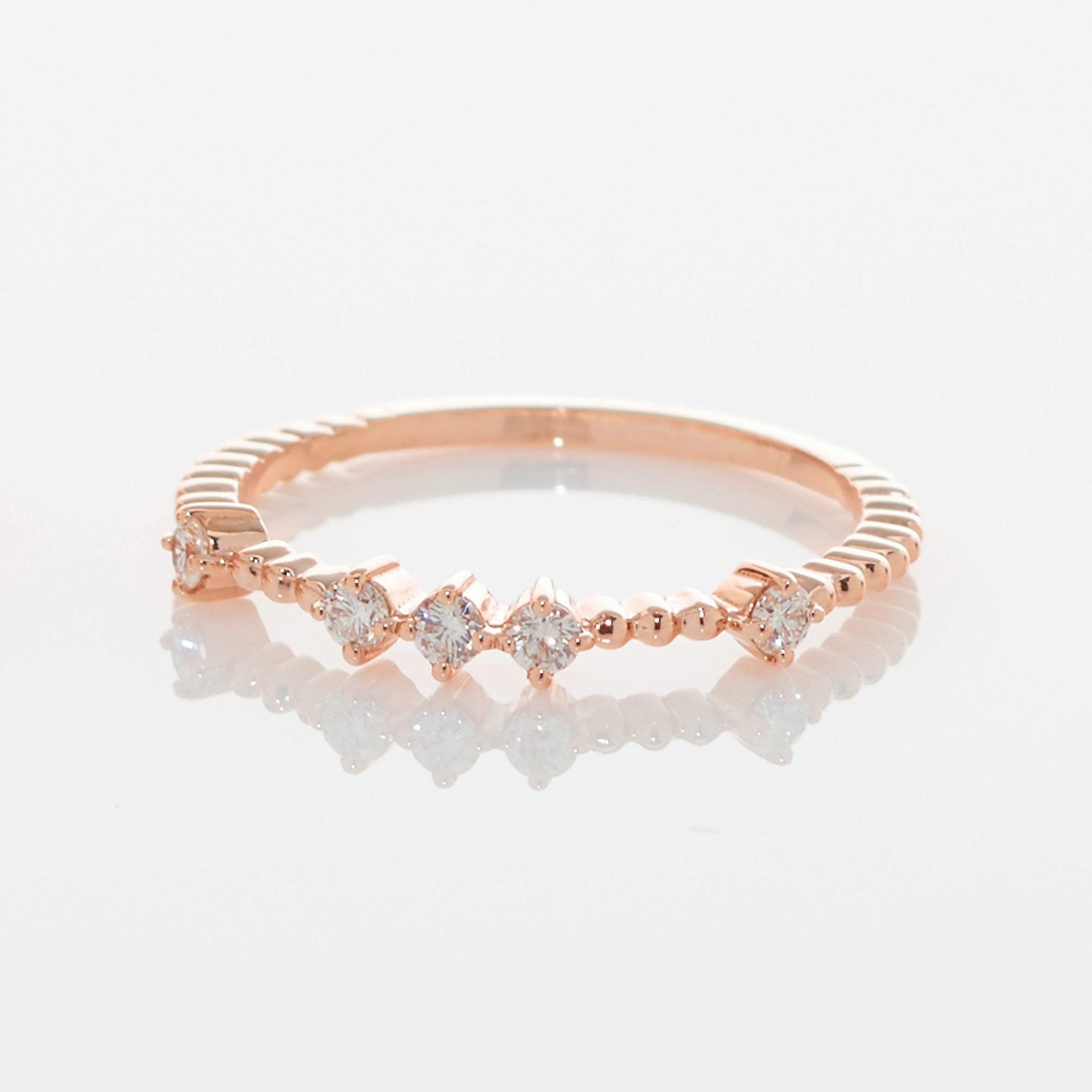 Contemporary Anabela Chan Fine Sustainable Jewelry Rose Gold Petite 5 Diamond Ring For Sale