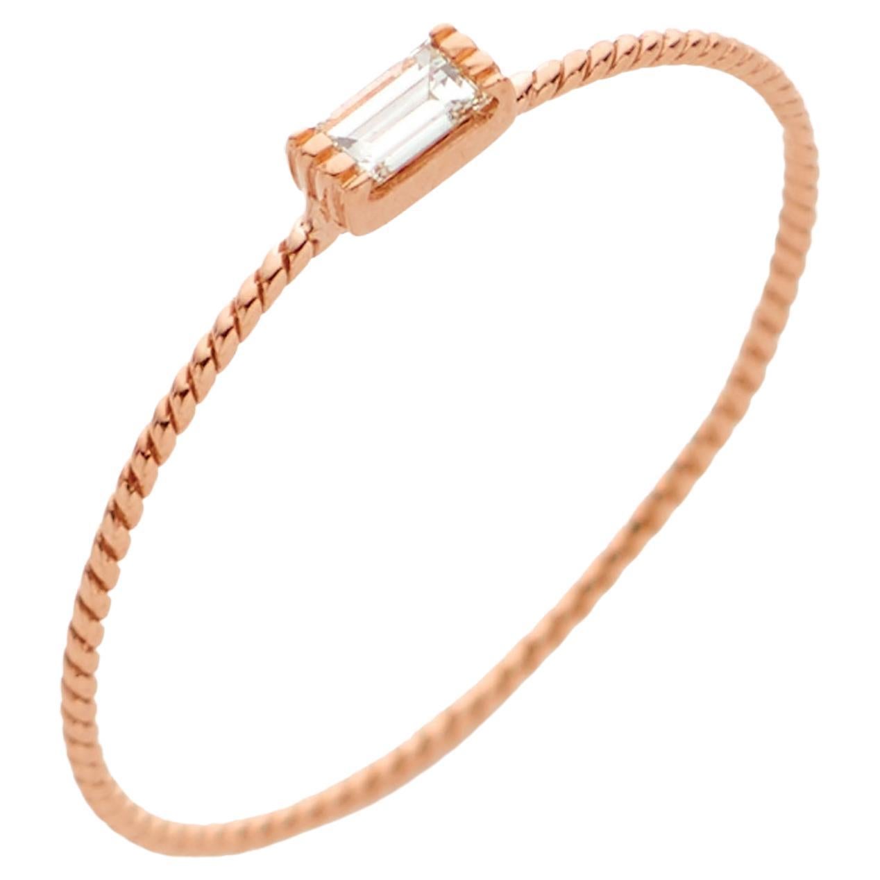 Anabela Chan Fine Sustainable Jewelry Rose Gold Petite Diamond Baguette Ring For Sale