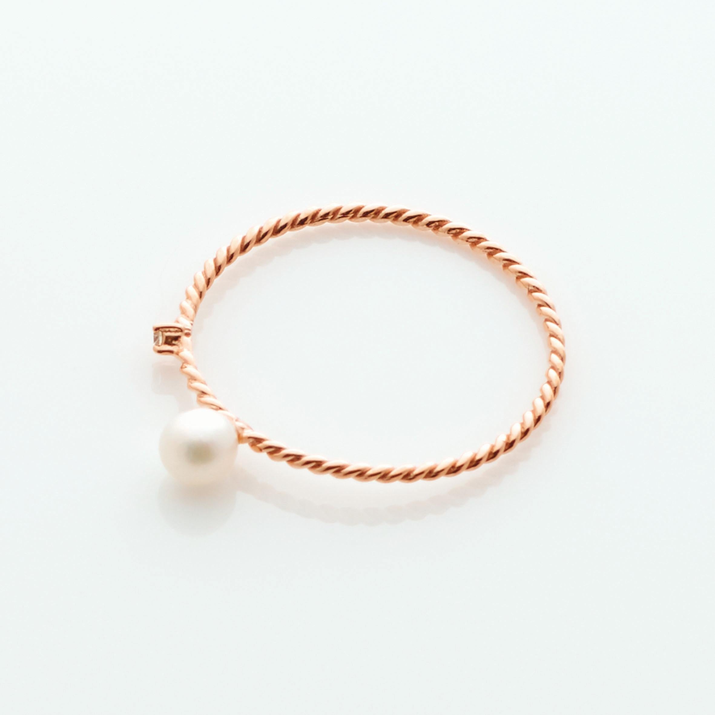 Contemporary Anabela Chan Fine Sustainable Jewelry Rose Gold Petite Diamond Orbit Ring For Sale