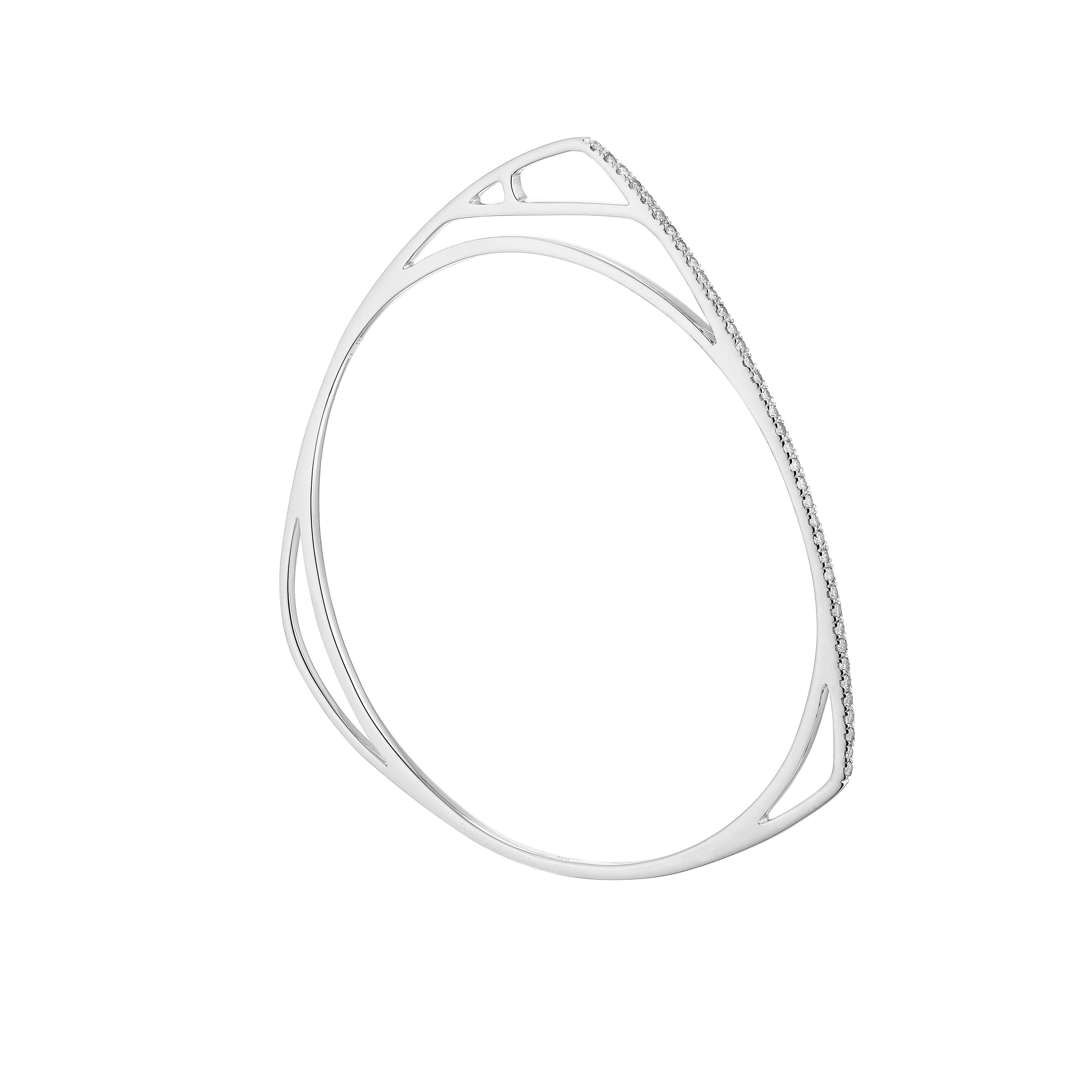 Contemporary Anabela Chan Fine Sustainable Jewelry White Gold Diamond Morpho Bangle 5 Size M For Sale