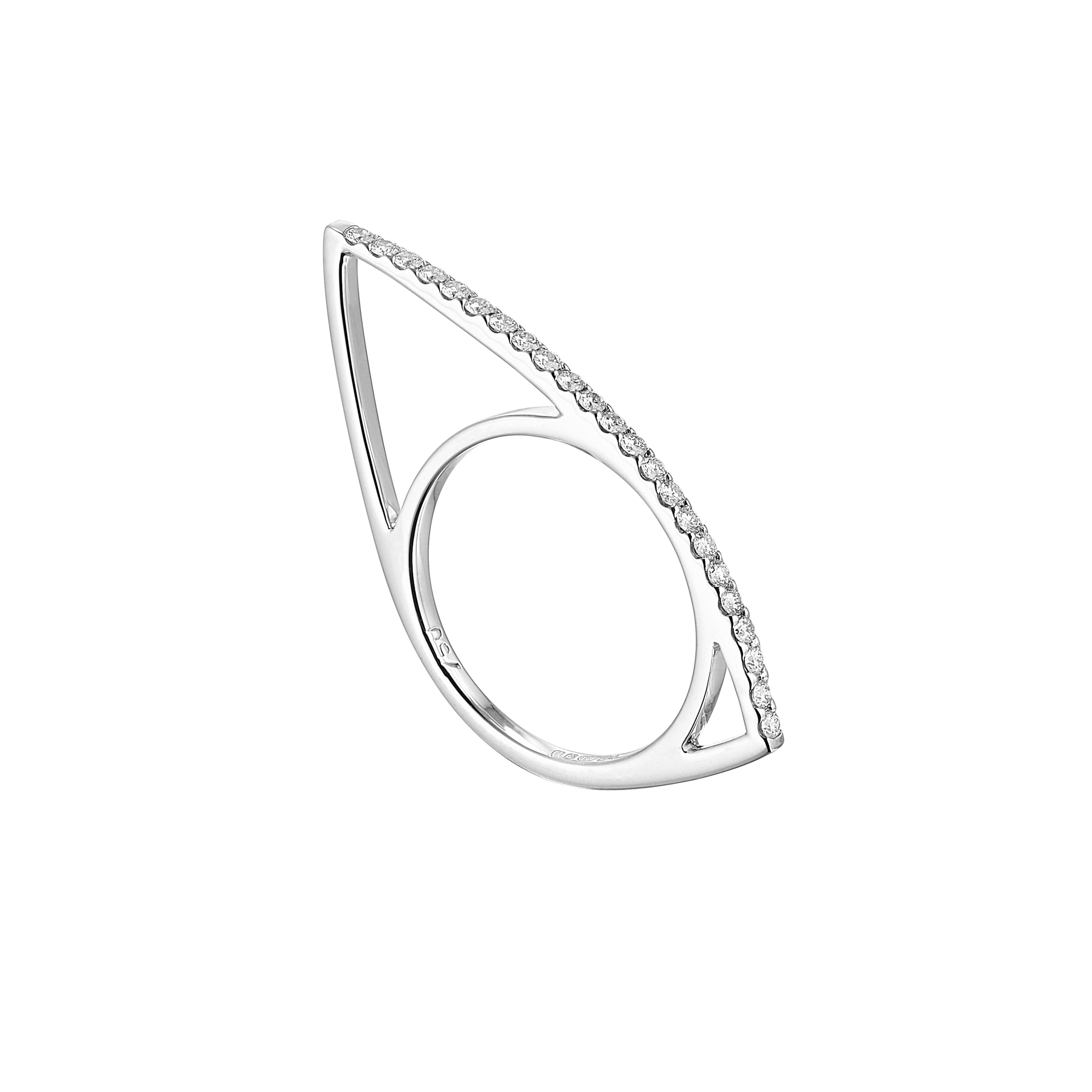 Contemporary Anabela Chan Fine Sustainable Jewelry White Gold Diamond Morpho Ring. 01 For Sale
