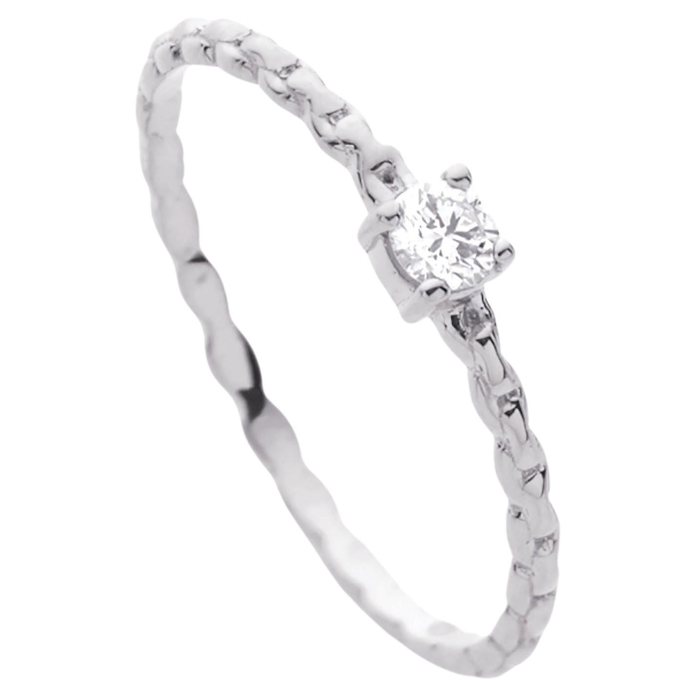 Anabela Chan Fine Sustainable Jewelry White Gold Petite Diamond Chain Ring For Sale