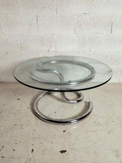 Mesa de centro Anaconda de cristal y acero cromado de Paul Tuttle para Strassle años 70