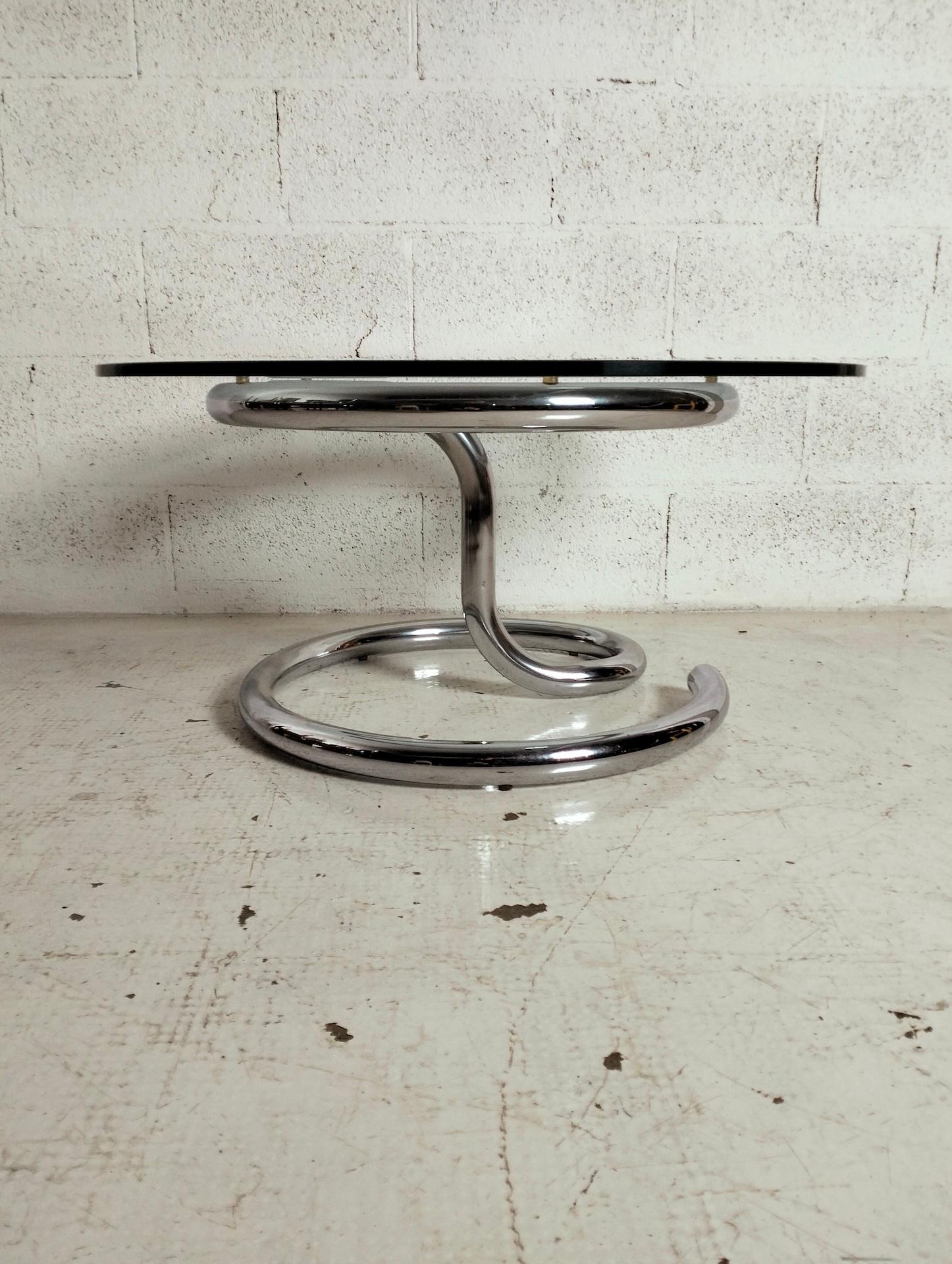 Mid-Century Modern Table basse en verre et acier chromé Anaconda par Paul Tuttle pour Steele 70s en vente