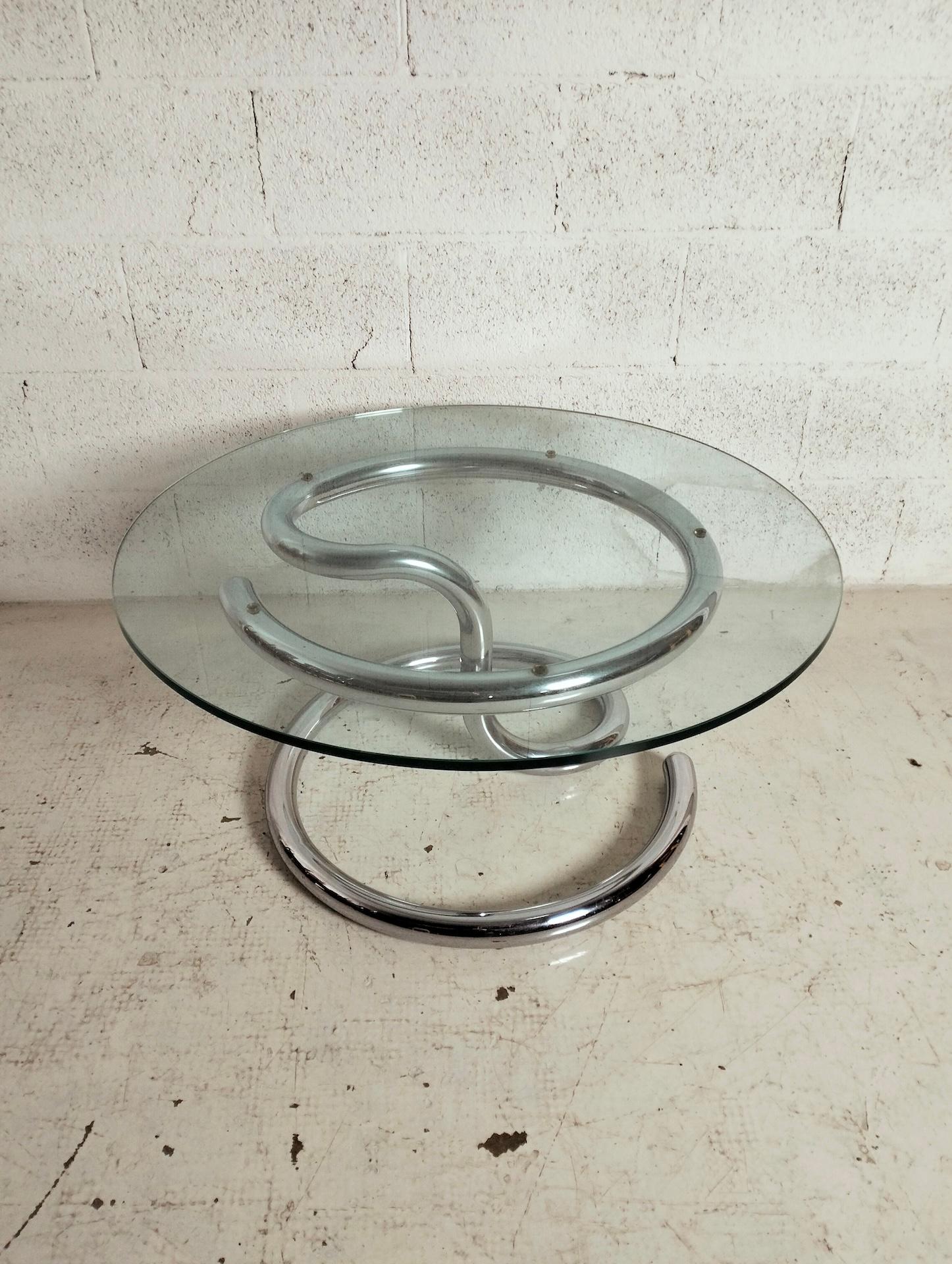 Suisse Table basse en verre et acier chromé Anaconda par Paul Tuttle pour Steele 70s en vente