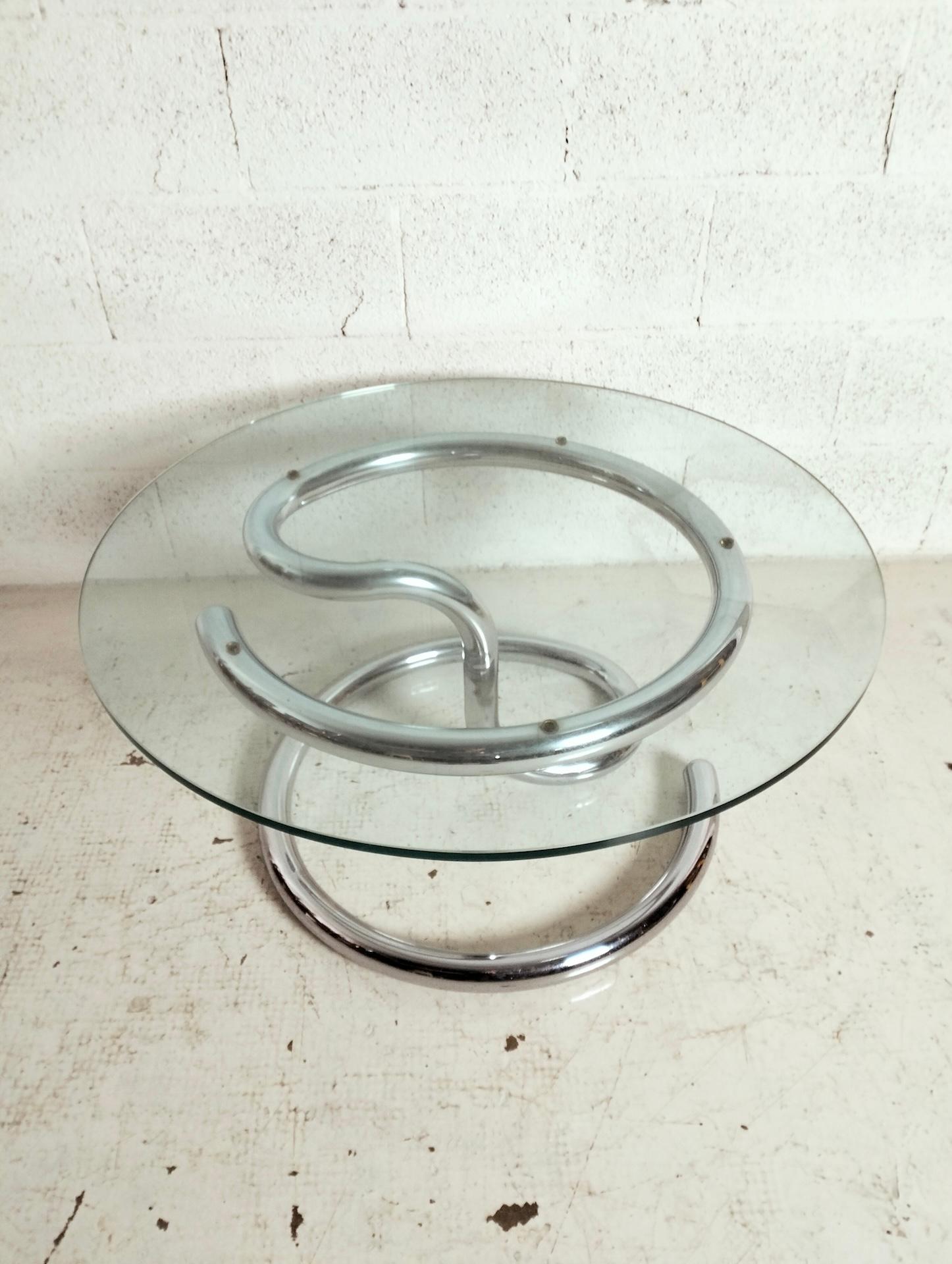 Fin du 20e siècle Table basse en verre et acier chromé Anaconda par Paul Tuttle pour Steele 70s en vente