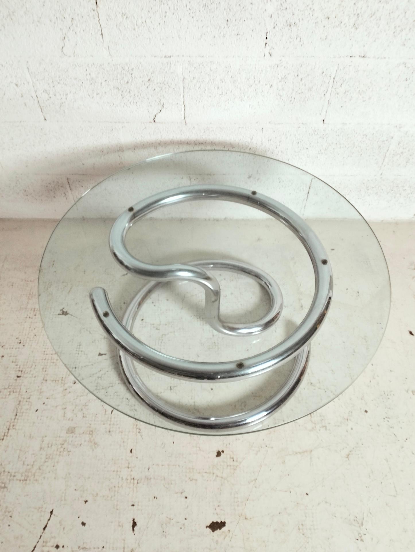 Acier Table basse en verre et acier chromé Anaconda par Paul Tuttle pour Steele 70s en vente