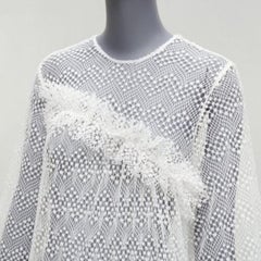 ANAIS JOURDEN 2018 Runway white net beige fringe skirt dress FR38 M