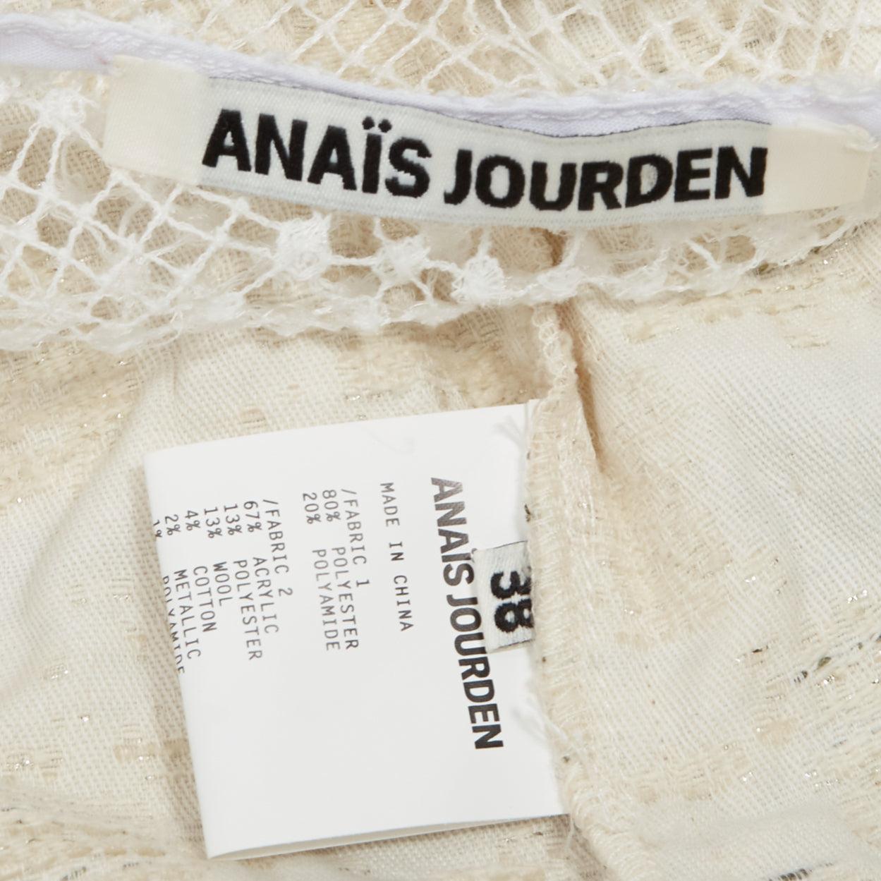 ANAIS JOURDEN 2018 Runway white net beige fringe skirt dress FR38 M For Sale 4