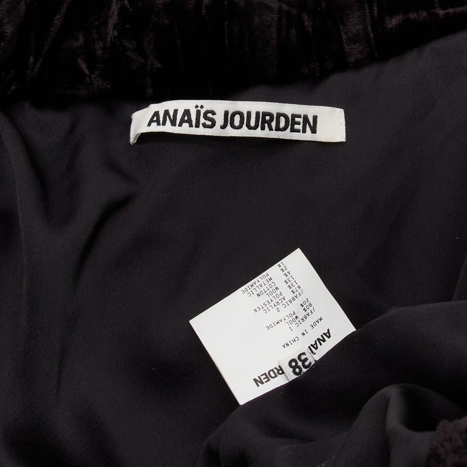 ANAIS JOURDEN black crimped velvet high neck puffer coat jacket FR38 M For Sale 4