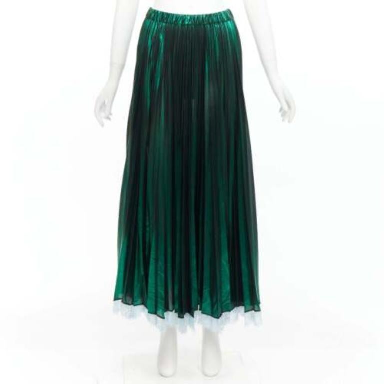 ANAIS JOURDEN jupe plissée à ourlet plissé en dentelle bleu lurex vert métallisé FR38 M en vente 5