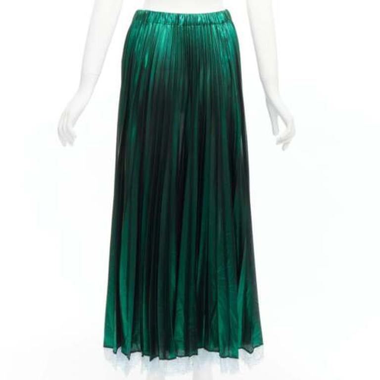 ANAIS JOURDEN jupe plissée à ourlet plissé en dentelle bleu lurex vert métallisé FR38 M en vente 1