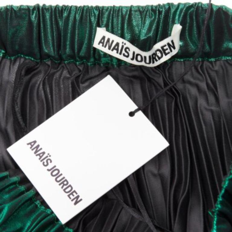 ANAIS JOURDEN jupe plissée à ourlet plissé en dentelle bleu lurex vert métallisé FR38 M en vente 4