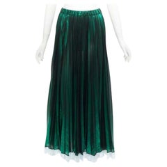 ANAIS JOURDEN jupe plissée à ourlet plissé en dentelle bleu lurex vert métallisé FR38 M