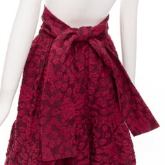 ANAIS JOURDEN rosso in misto cotone, floreale 3D e jacquard, gonna a portafoglio FR36 S