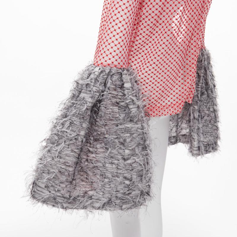 ANAIS JOURDEN red white textured grey gigantic flared faux feather cuff red mesh top FR36 S
Reference: BSHW/A00025
Brand: Anais Jourden
Material: Polyester, Blend
Color: Red, Grey
Pattern: Solid
Closure: Keyhole Button
Made in: