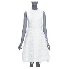 ANAIS JOURDEN white metallic lurex tweed A-line midi dress FR36 S