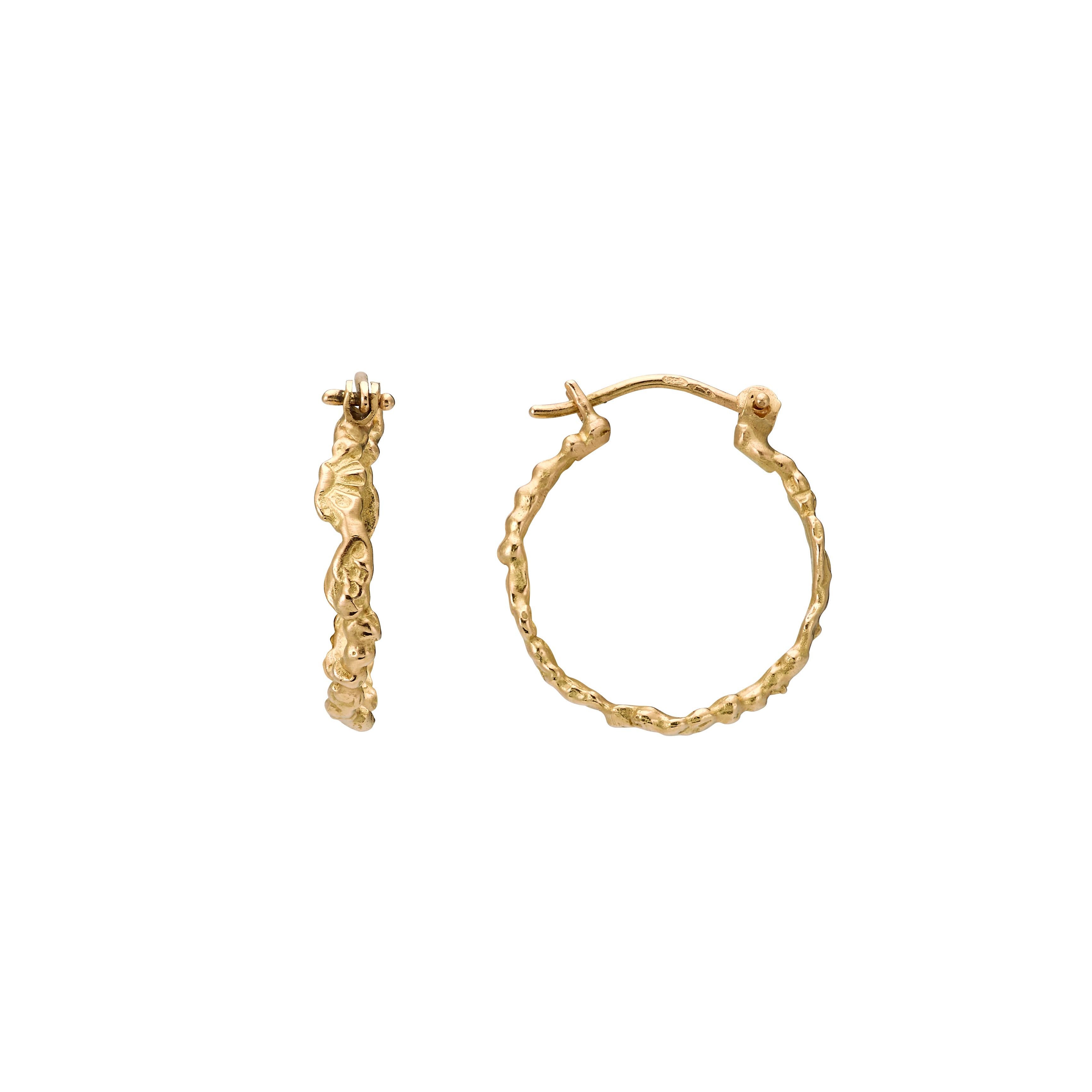 Contemporary Anais Rheiner 18 Karat Yellow Gold Textured Hoop Earrings For Sale