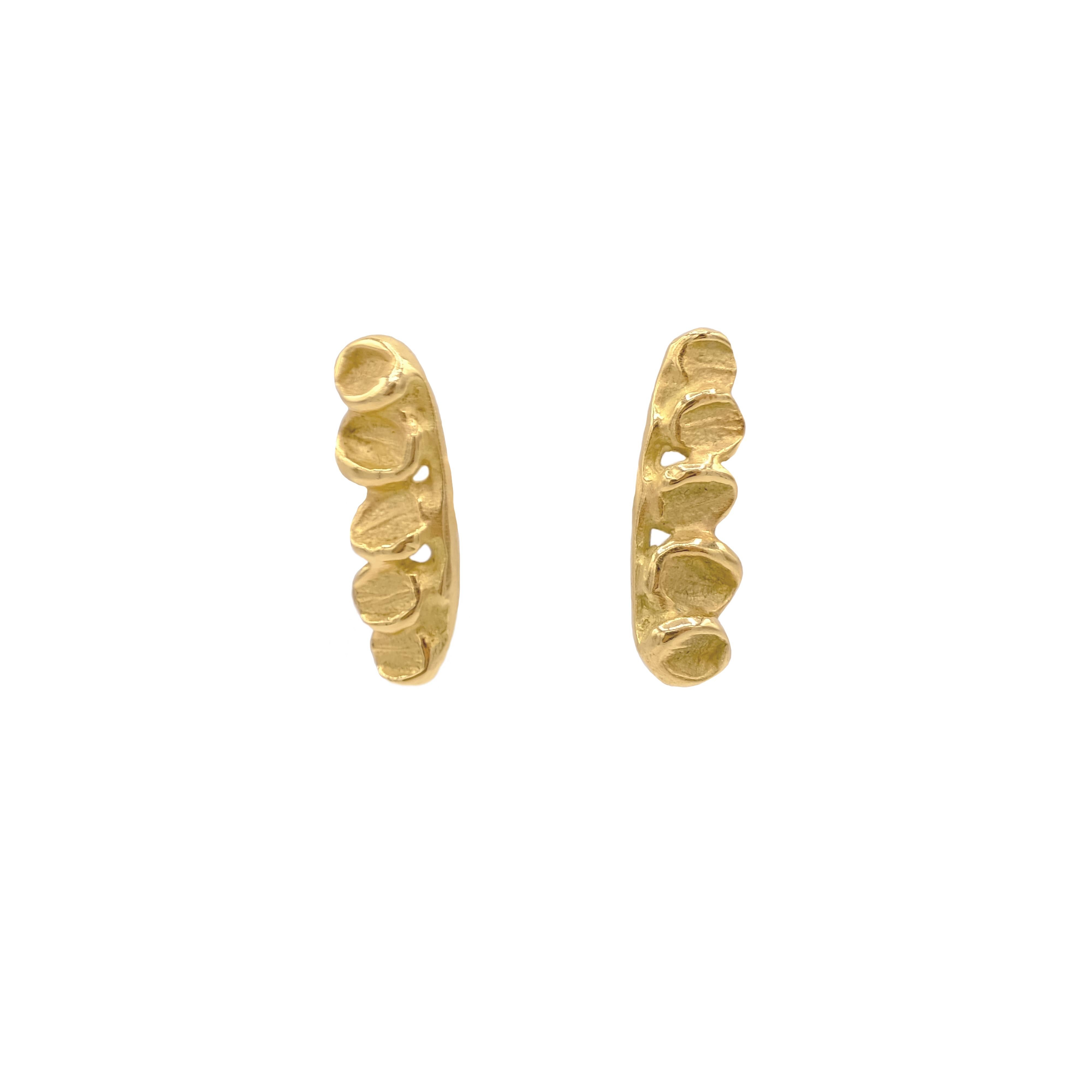 Contemporary 18 Karat Yellow Gold Leaf Climber Stud Earrings For Sale