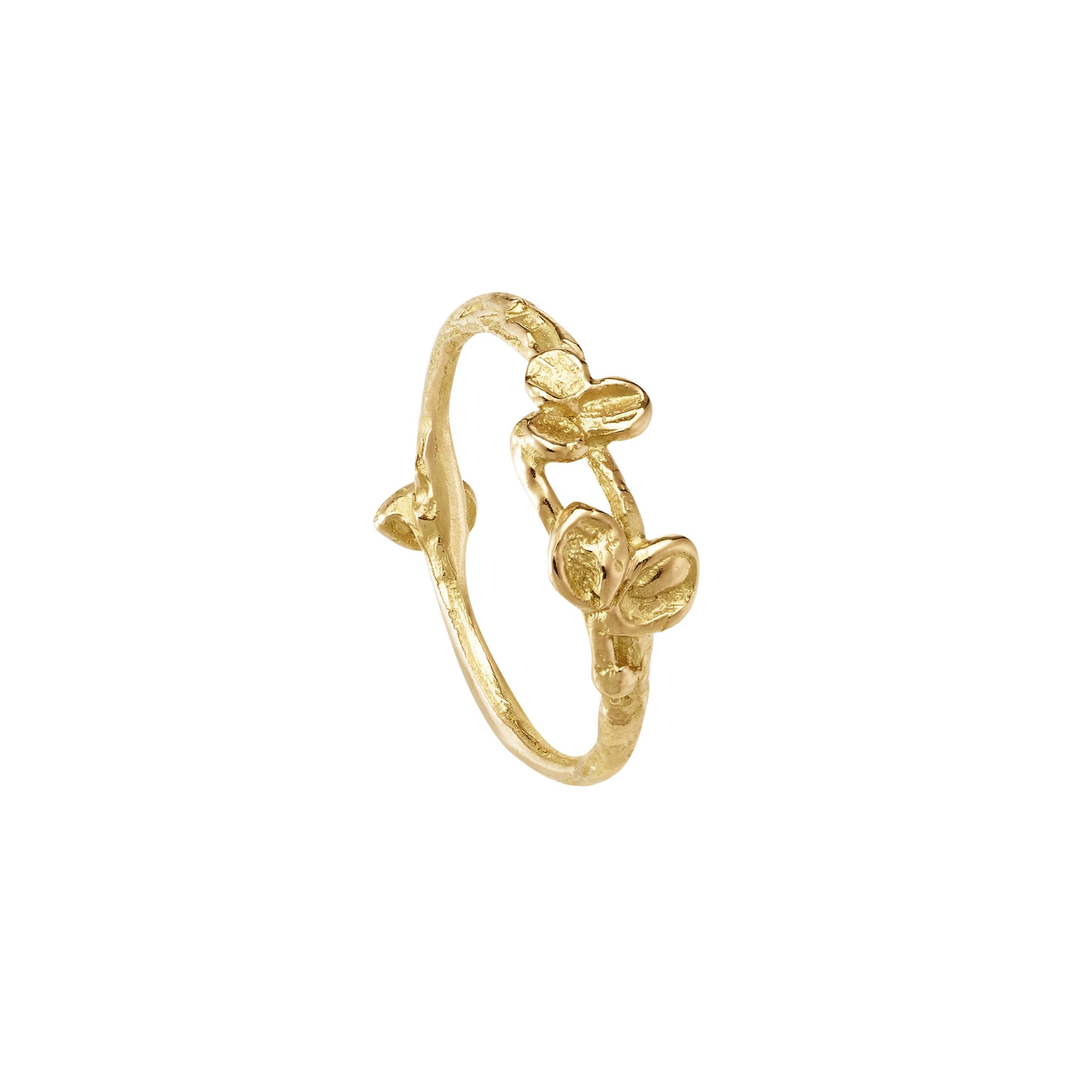 Contemporary 18 Karat Yellow Gold Reversible Leaf Band Ring For Sale