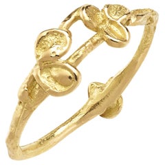18 Karat Yellow Gold Reversible Leaf Band Ring