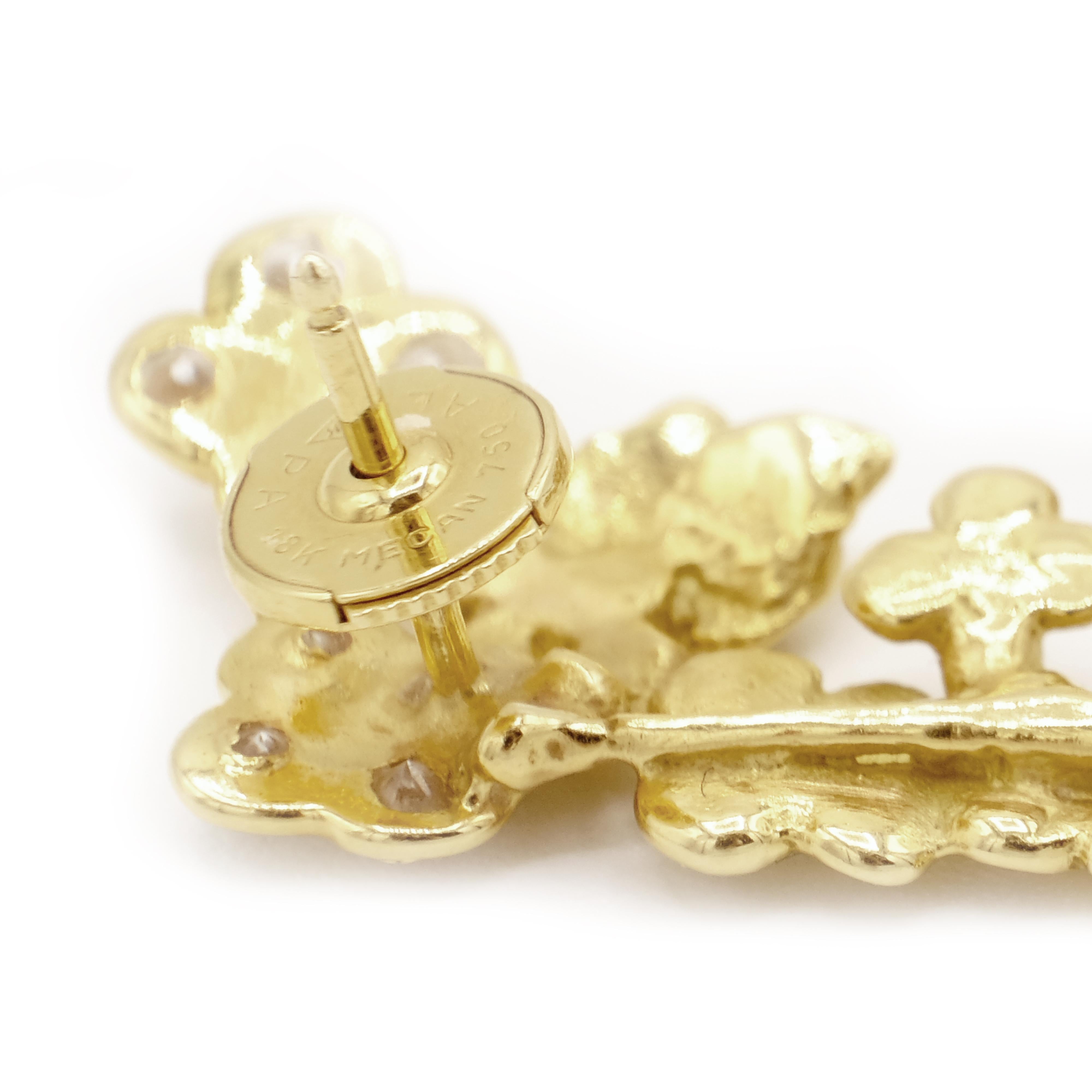 Diamond 18 Karat Yellow Gold Earrings In New Condition In Paris, FR