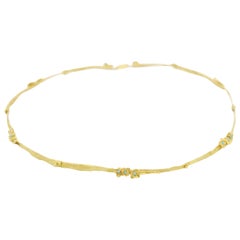 18 Karat Yellow Gold Turquoise Textured Flower Necklace
