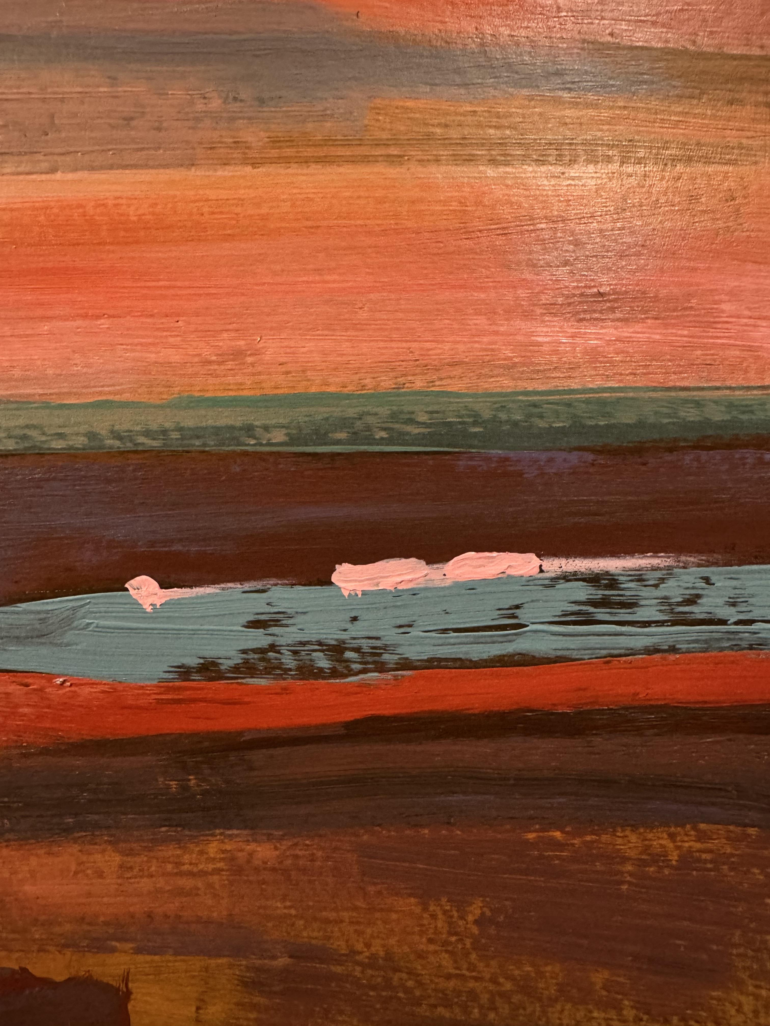 Alla ricerca del sole, Paesaggio medio, Composizione n. 3 - Landscape Painting Nero di Anait Vardanyan