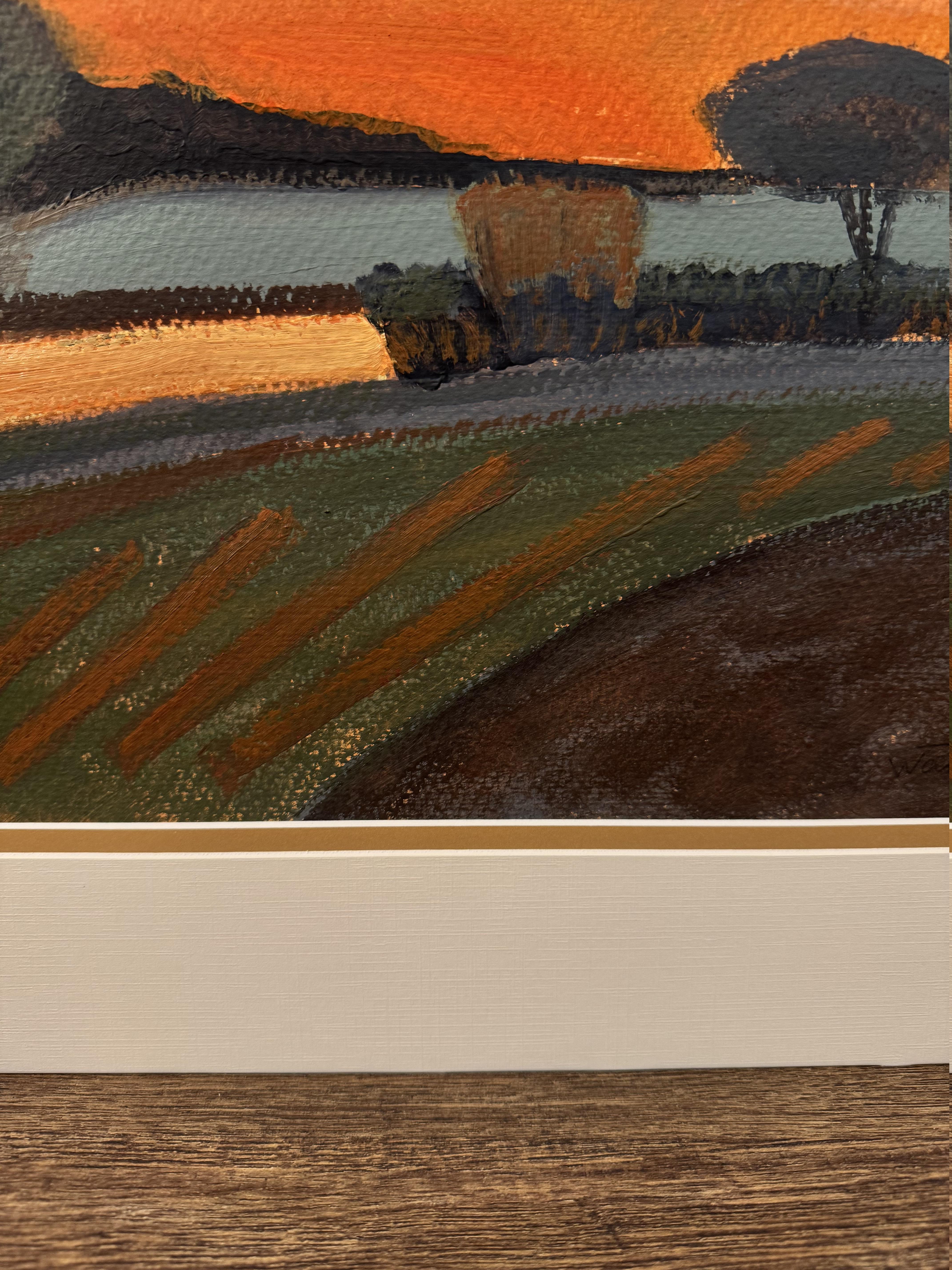 En busca del sol, Paisaje mediano, Composición nº 5 - Landscape Painting Negro de Anait Vardanyan