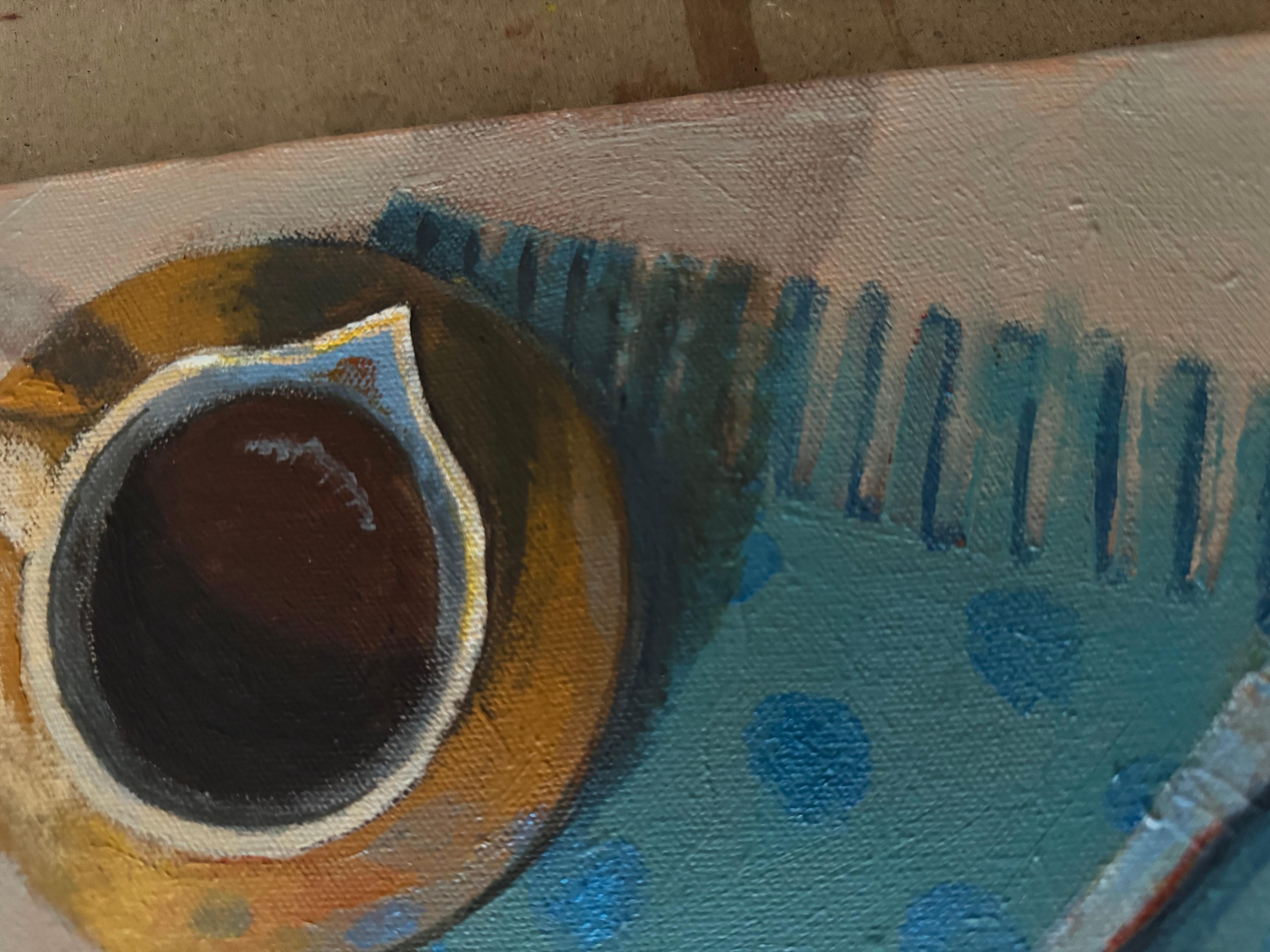 My sweet chick, Stillleben, Acryl, vertikal, Kaffee (Grau), Figurative Painting, von Anait Vardanyan