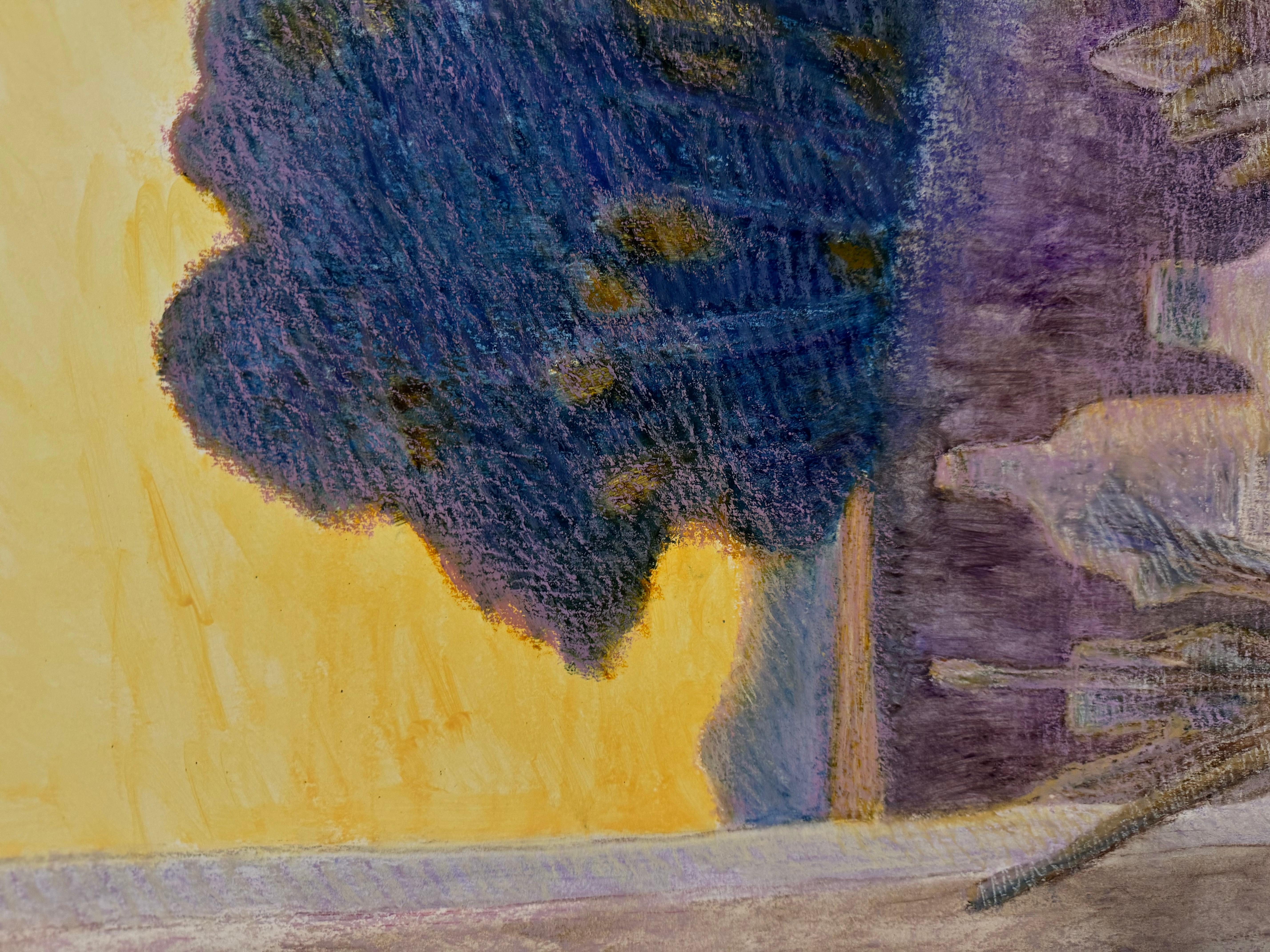 Nature morte. Composition sur la The Window. Papier pastel à l'huile, taille moyenne en vente 3