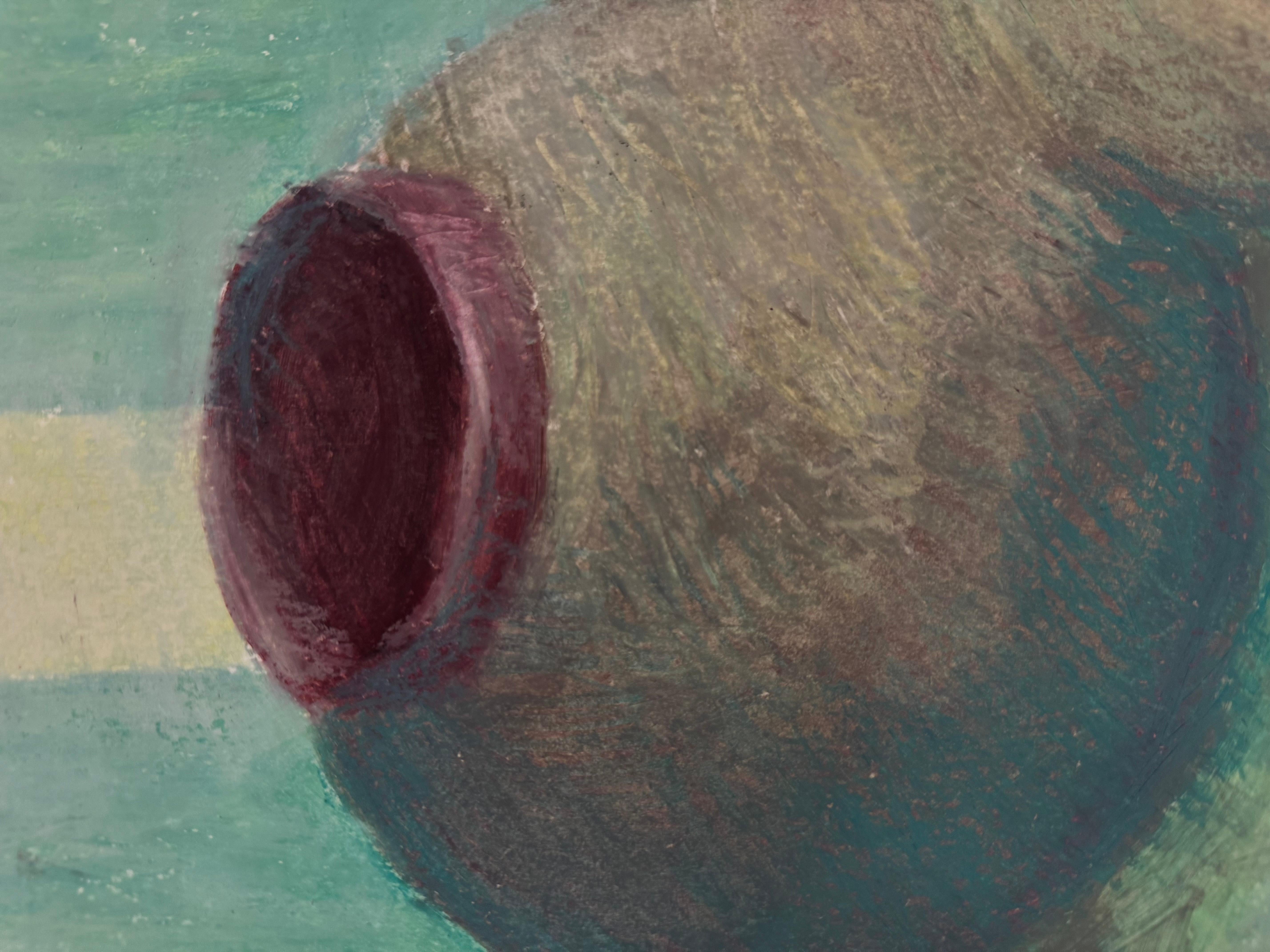 Stillleben mit grünen Äpfeln (Grau), Still-Life Painting, von Anait Vardanyan