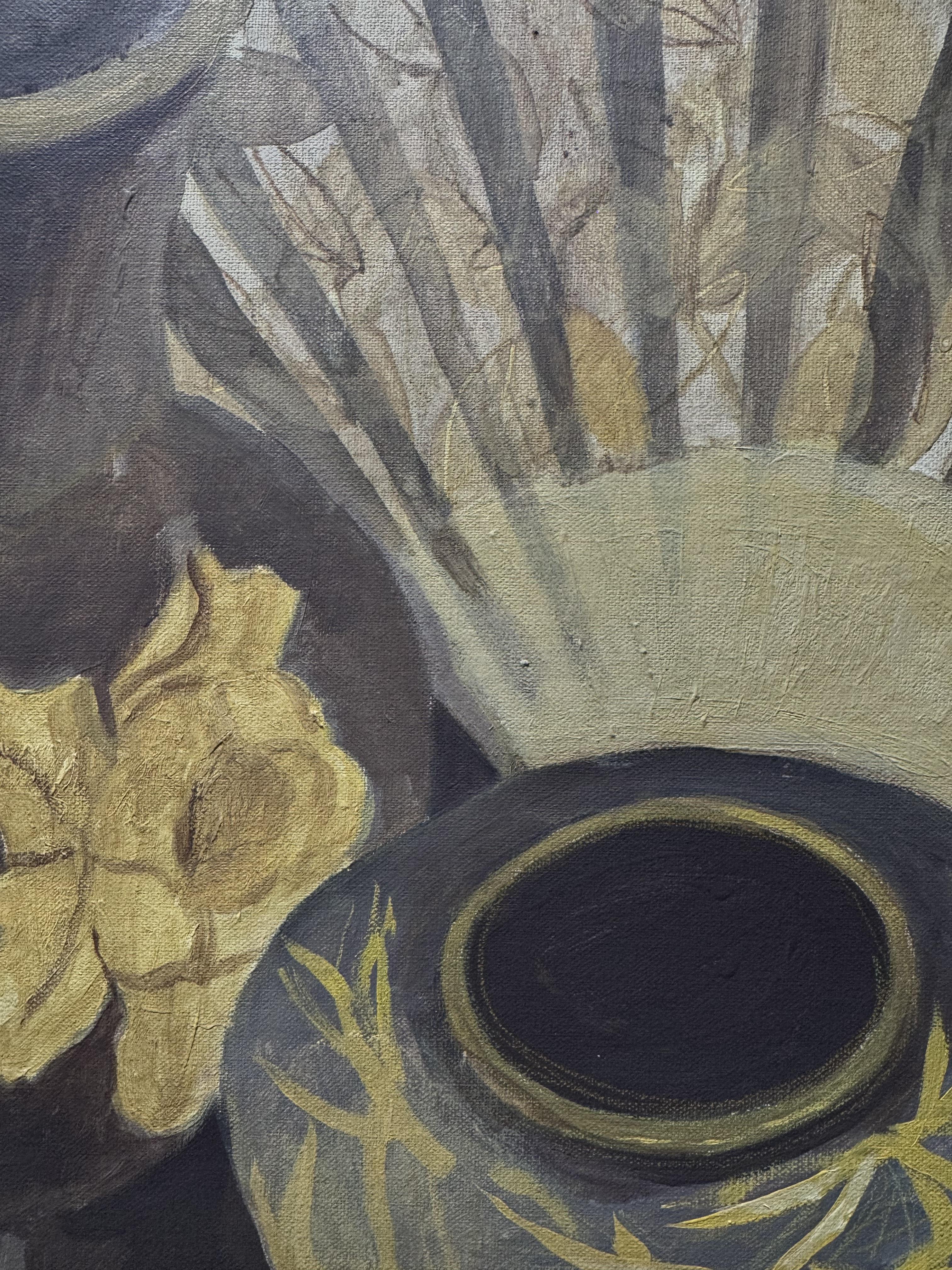Nature morte à l'éventail jaune, de taille moyenne. - Réalisme Painting par Anait Vardanyan
